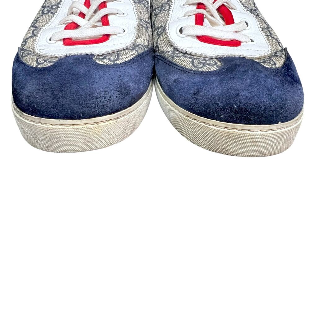 Gucci BeigeBlue GG Supreme Men's US 9 Canvas & Suede Shoes Low Top Sneakers - Picture 8 of 8